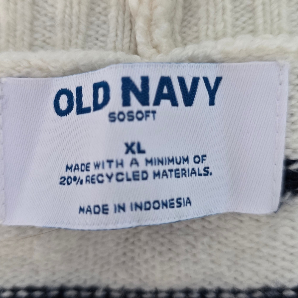 Old Navy Cream & Black Striped Cardigan with Red Heart Patch - Picture 2 of 4